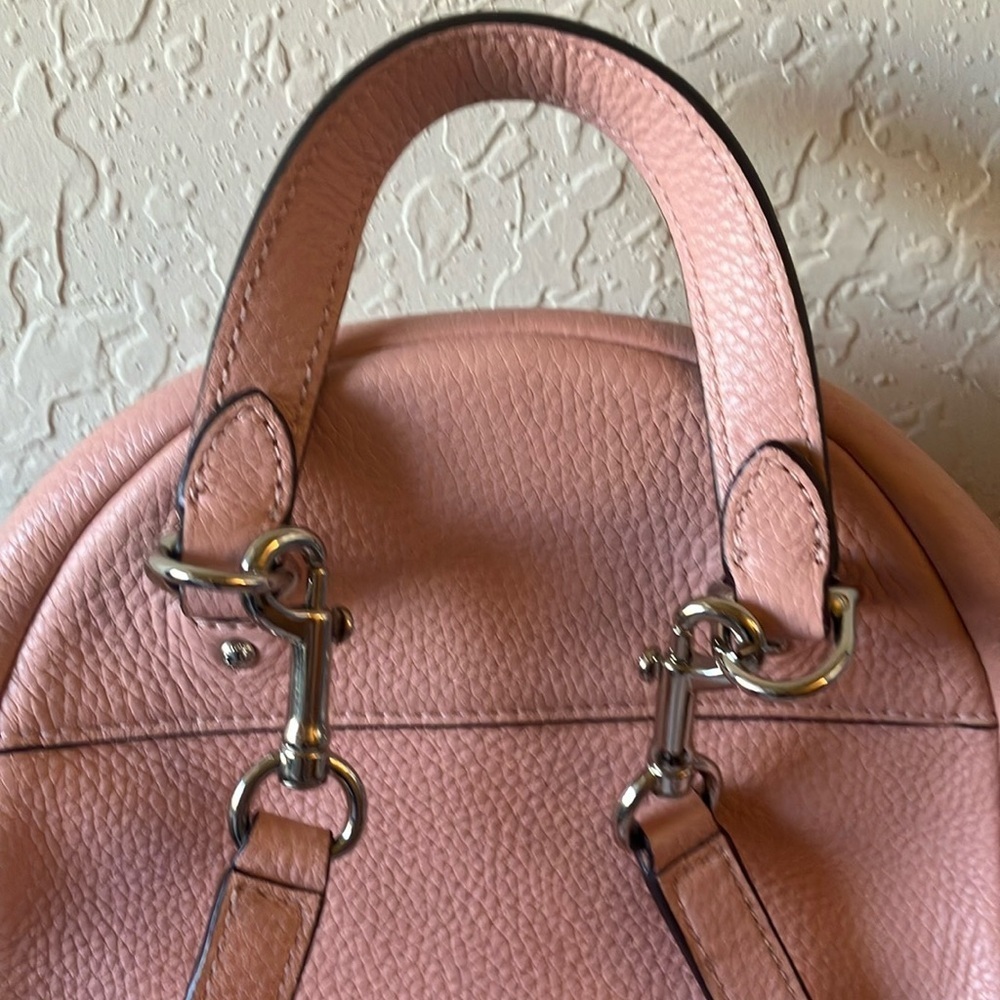Coach: Pink Andi (F30530) Mini Leather Backpack- Silver Tone - Picture 8 of 16